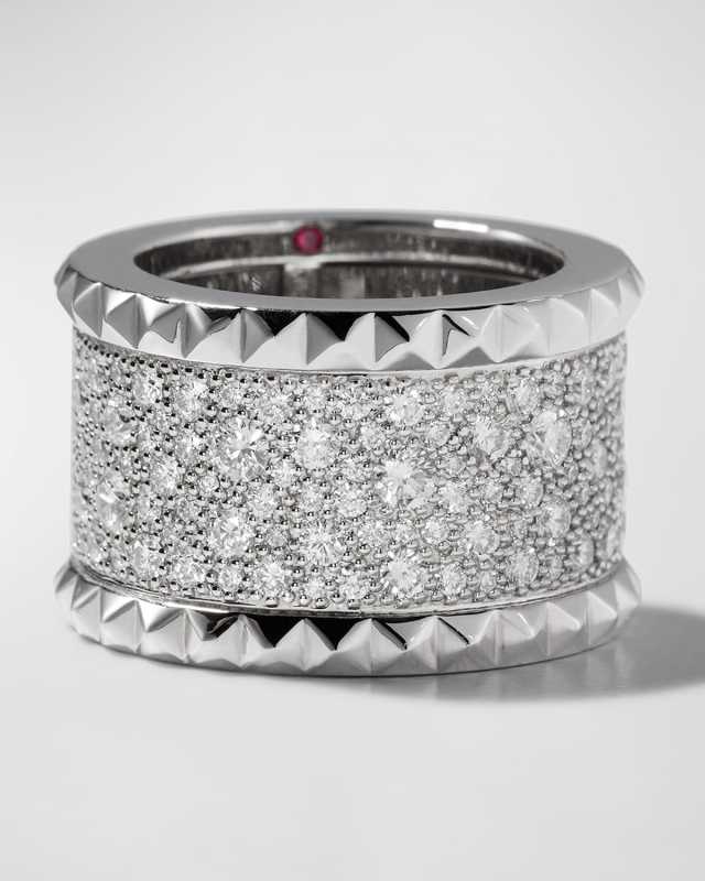 ROCK & DIAMONDS 18K White Gold Ring, Size 6.5